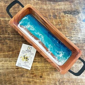Ocean resin tray with handles